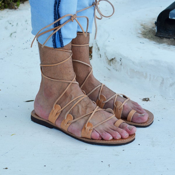 Men's leather sandals, Men's Gladiator sandals, Greek leather sandals, Men's Ancient Greek sandals, Made in Athens, Greece ''Apollo''