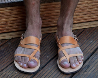 Men's Leather Gladiator Sandals: Handmade Greek Strappy Sandals