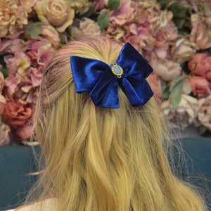 Royal Blue Velvet Bow - Elegant Royal Blue Velvet Hair Bow Royal - Barrette clip Bow - French Bow - Hair Accessories - Pretty Hair Bow CHLOE