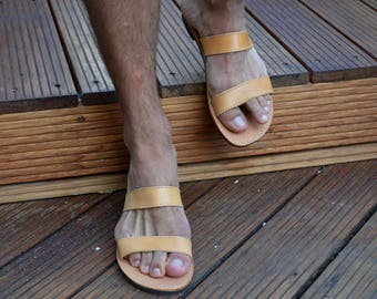 Griechische Ledersandalen für Herren: Handgefertigte hellbraune Sandalen 'Alexis'