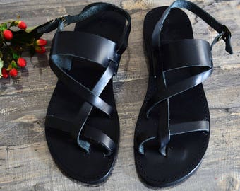 Men's Greek sandals, Black sandals for men, Men's leather sandals, Men's Greek leather sandals, Men leather sandals ''Phoenix''
