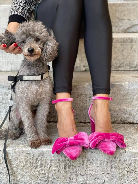 Rose Pink Velvet Block Heels - Size 8/39 - Greek Goddess Sandals - Wedding  Shoes