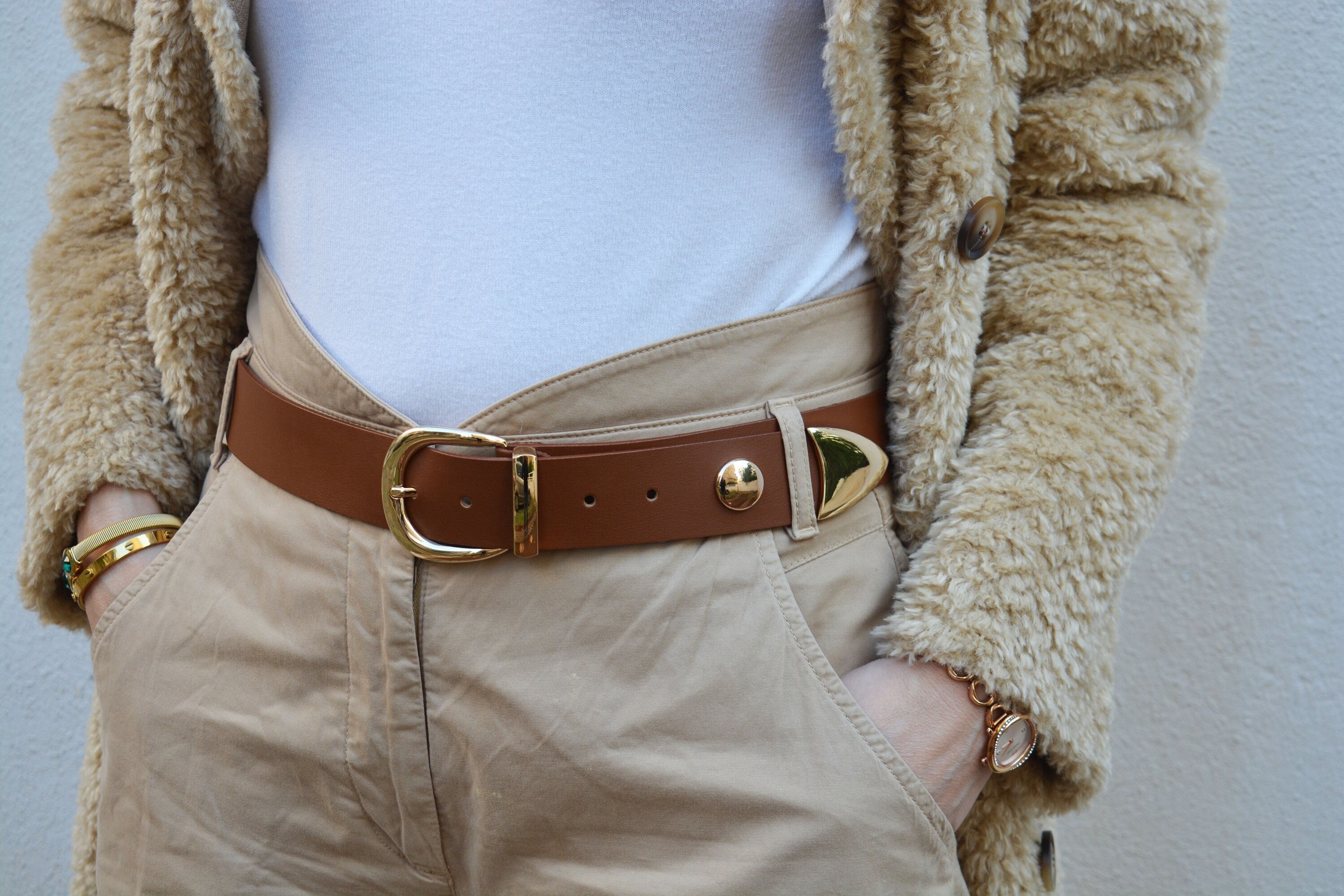 Brown Leather Belt: Women display picture 2