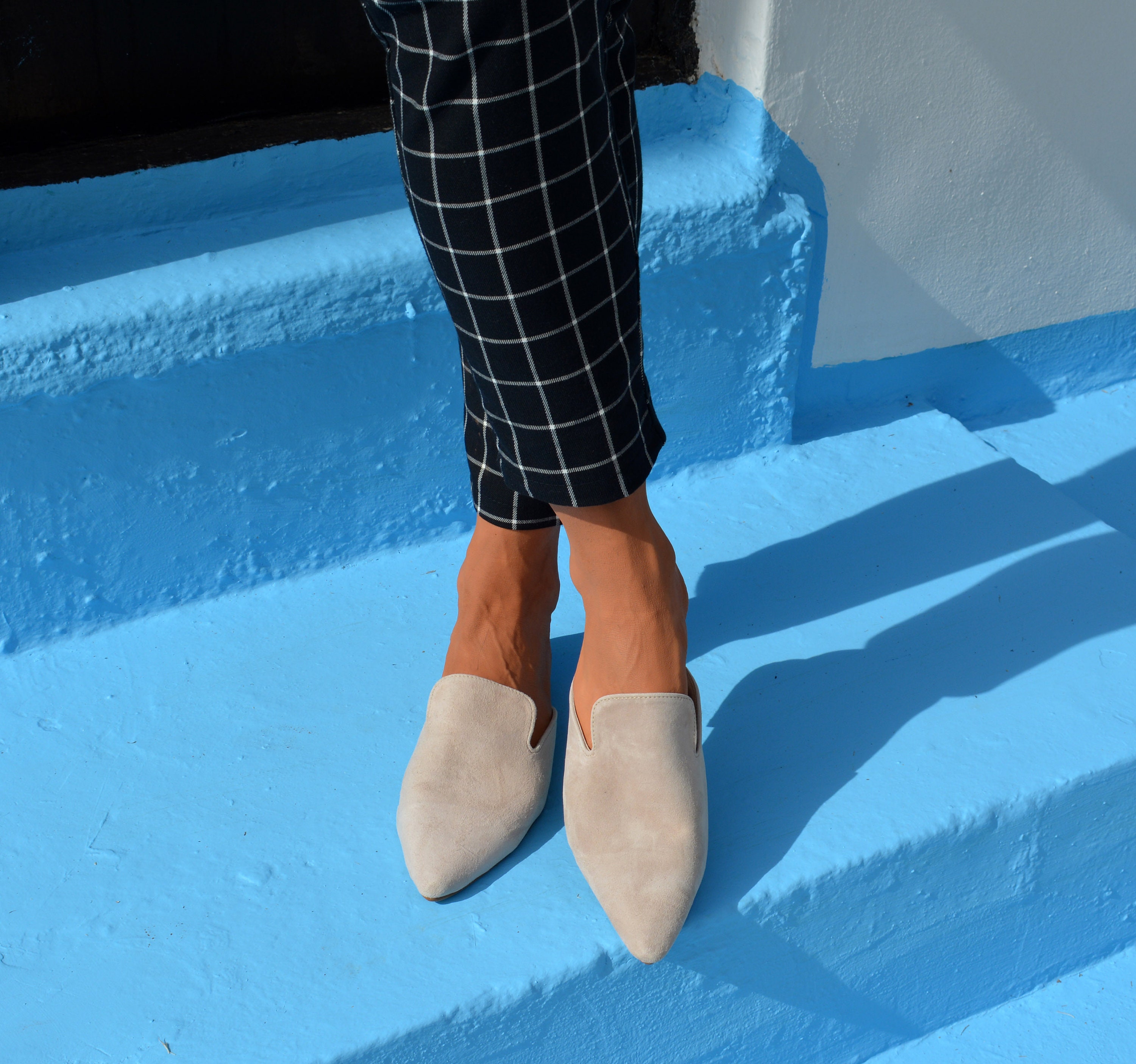 Suede Leather Mules Pointed Toe Flats Black Leather Flats Leather Slides Slip on Shoes Mule Shoes Open Heel Shoes attiki Etsy Canada