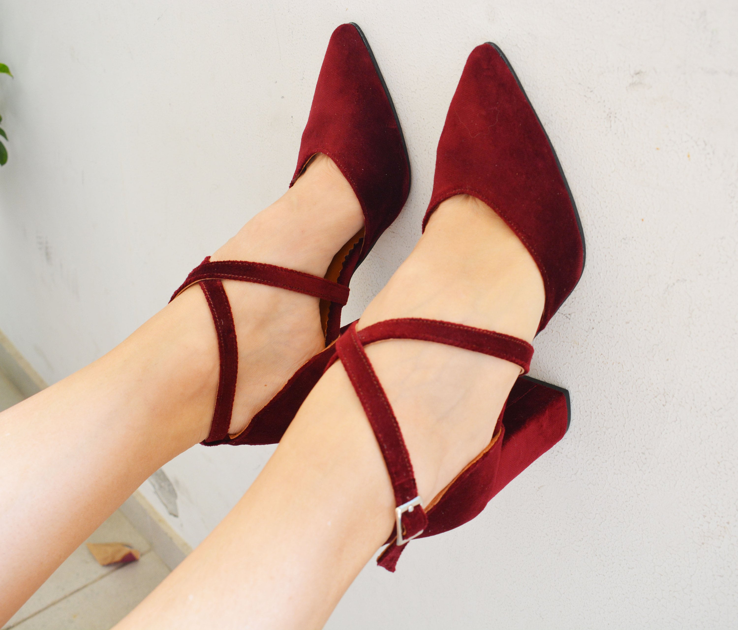 Dark Red Velvet Block Heels Burgundy Velvet Pumps Red - Etsy