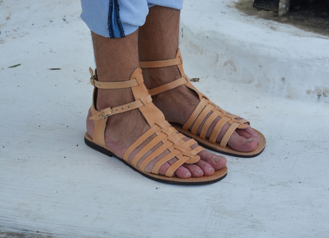 Sandales Gladiator Hommes Sandales Romaines Sandales En Cuir Etsy France