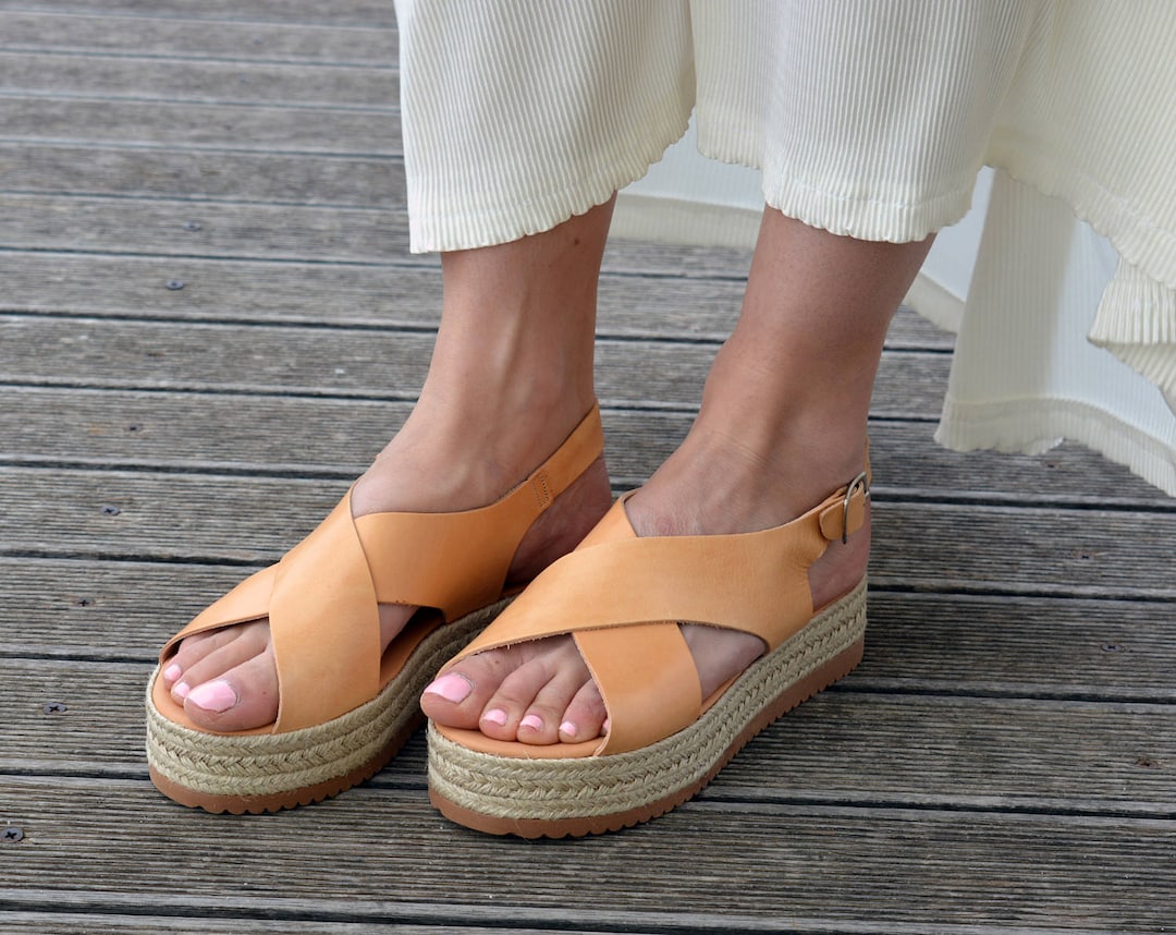 Scalar Genuine Soft Leather Espadrille Flatforms