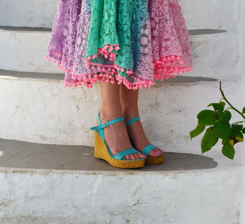 turquoise suede sandals