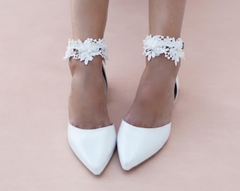 Lace Wedding Flats: Handmade Leather Bridal D'Orsay Shoes, Wedding Ballet Flats