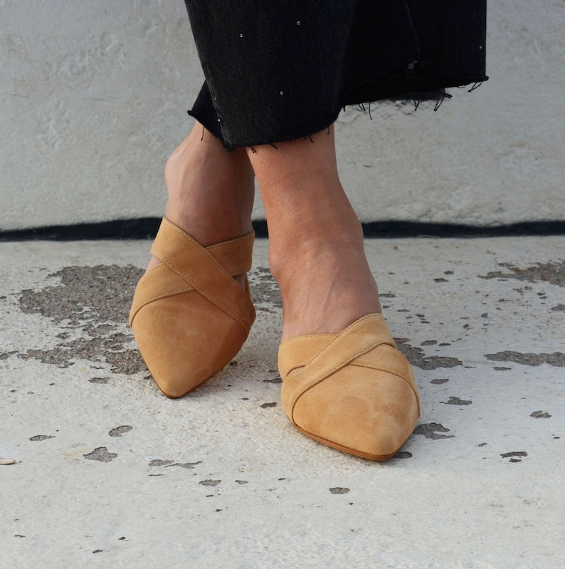 camel leather flats