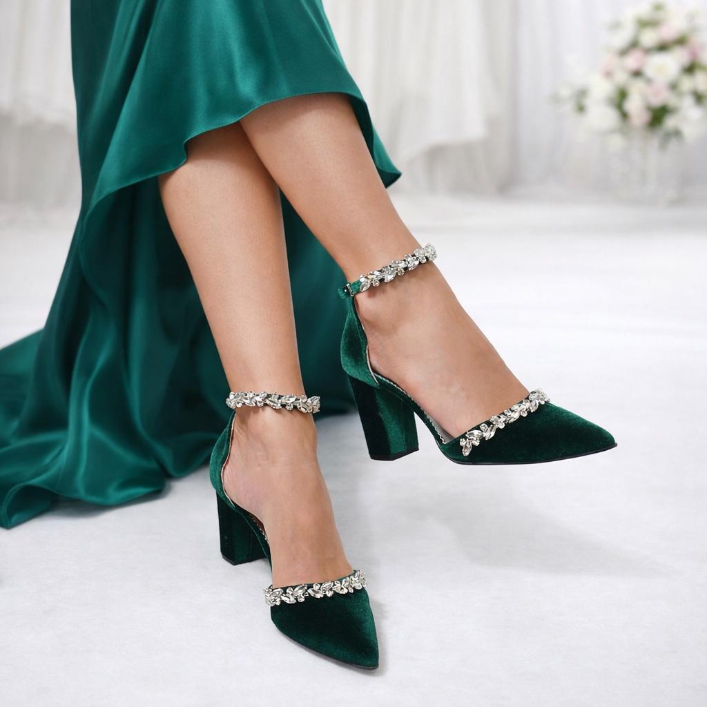 green high heel dress shoes Green Slingback Dress High Heel Shoes