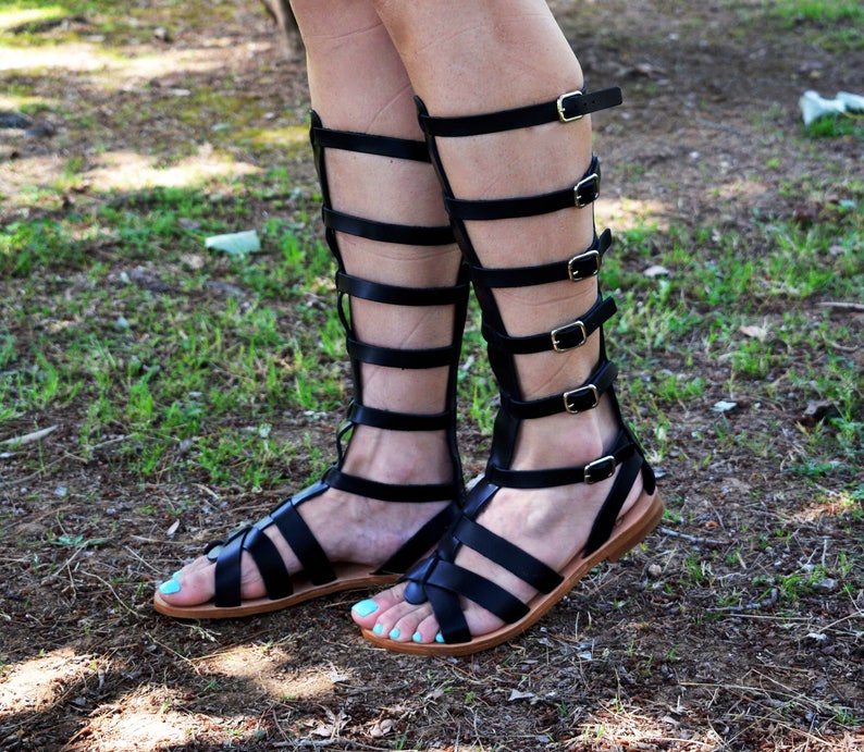 knee length gladiator sandals