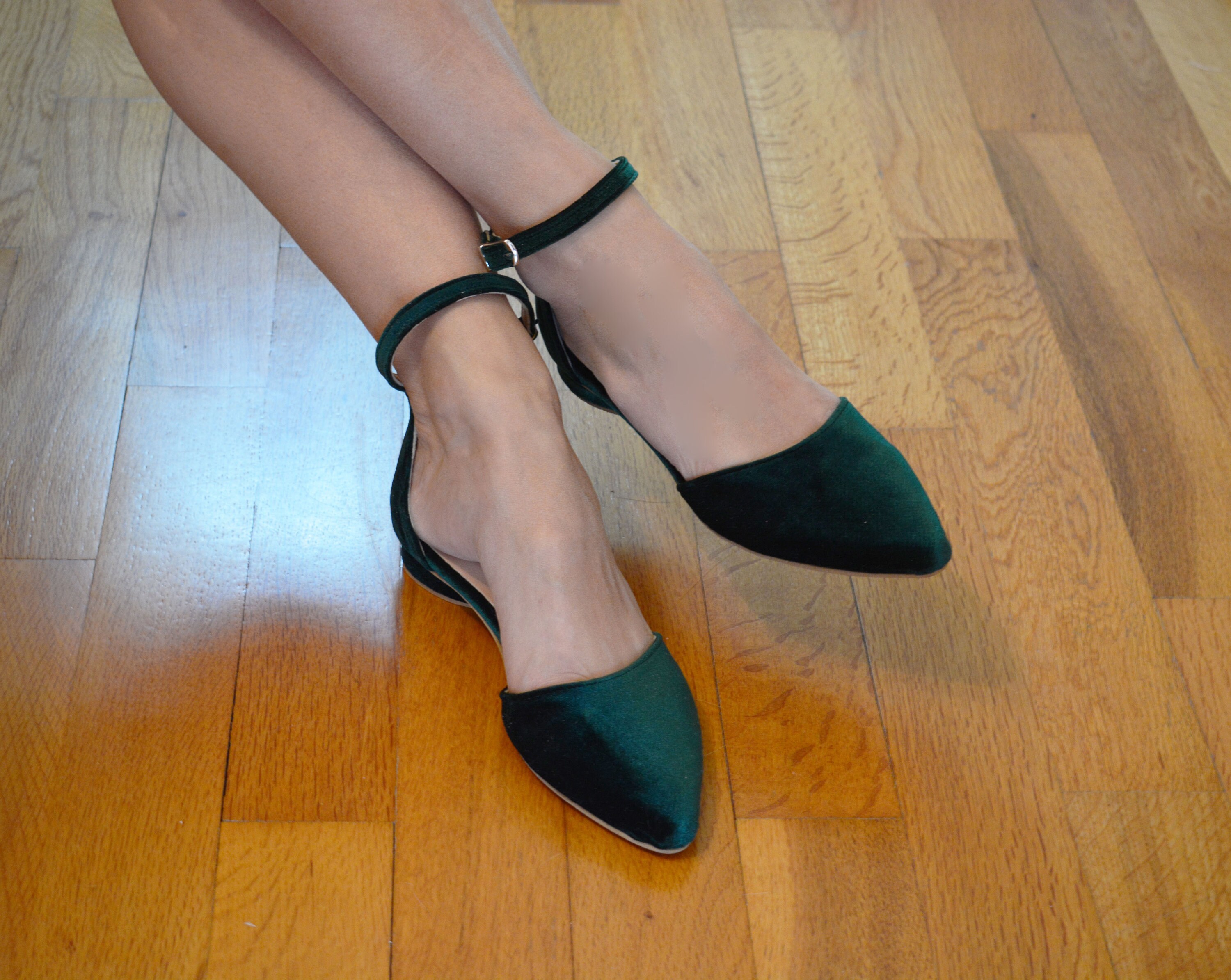 emerald green low heel shoes
