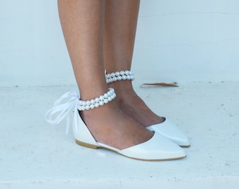 Ballerinas WeiÃƒÂŸe Schuhe Flach Hochzeit Hochzeitsschuhe