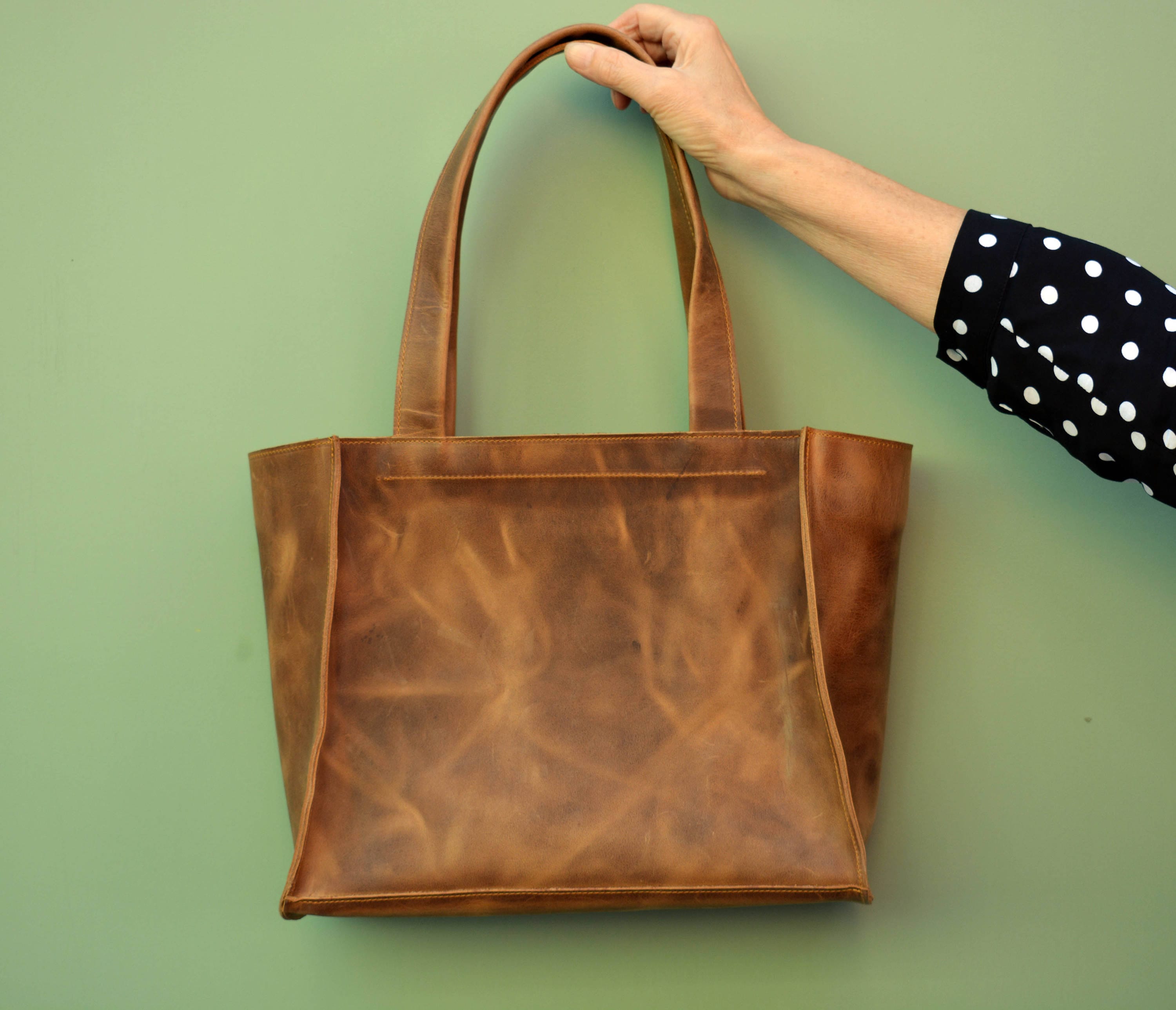 Genuine Leather Light brown tote bag Women&#39;s Rustic brown | Etsy