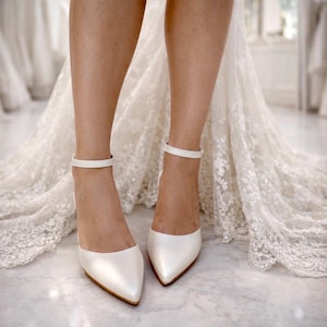 Ivory Leather Wedding Flats: Handmade Ankle Strap Bridal Shoes
