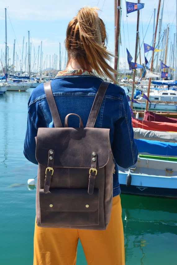 Waxed Leather Backpack: Large Rucksack, Handmade in Greece 