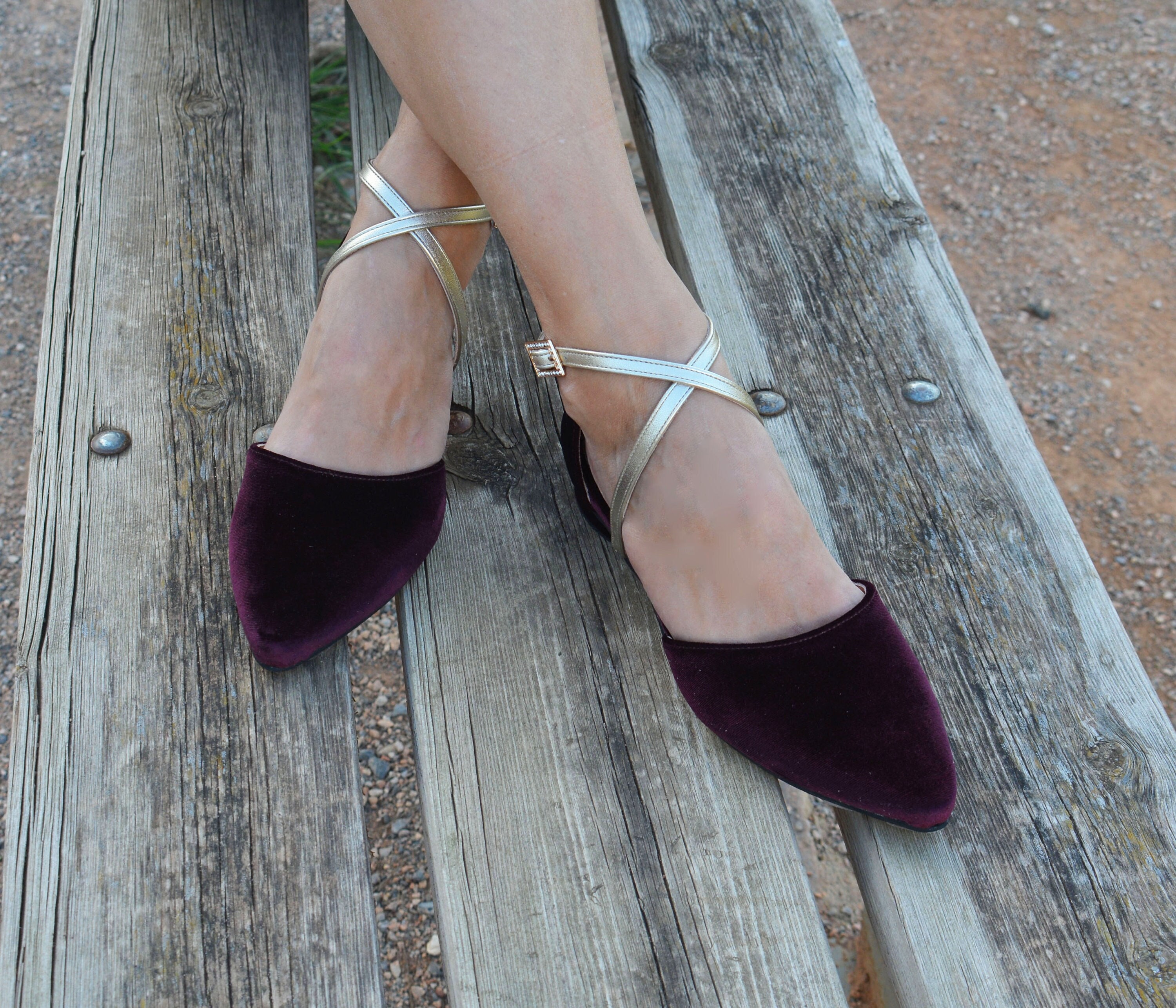 Velvet pointed hotsell flats