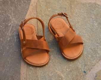 Handgefertigte Leder Gladiator Sandalen: Kinder Slingback griechischen Sandalen
