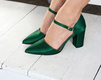 Zapatos de boda verde esmeralda zapatos de boda de tacón de | Etsy México