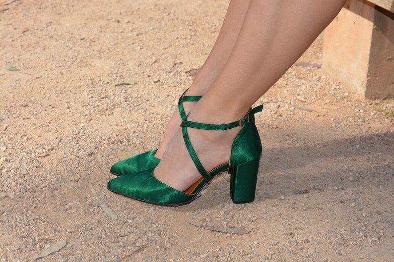 Emerald Green Wedding Shoes Block Heel Wedding Shoes Green Etsy UK