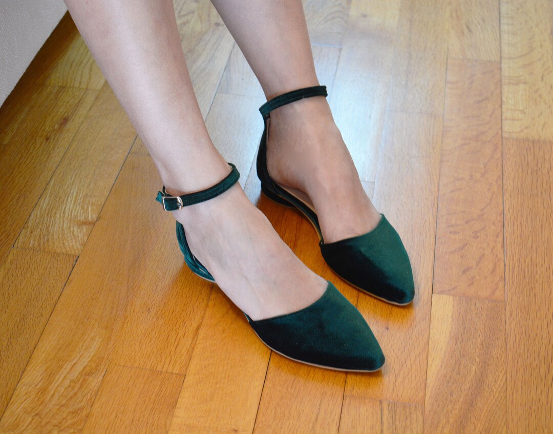emerald green low heel shoes