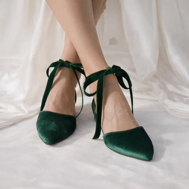 Handmade Burgundy Velvet Ballet Flats: Ankle Tie Ribbon Shoes image 4