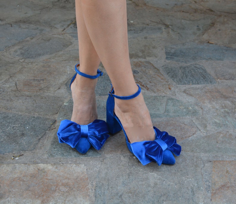 royal blue velvet heels