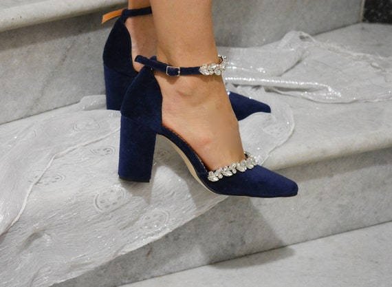 Blue Satin Wedding Shoes, Crystal Embellished Bridal Shoes, Wedding Heels,  Women's Wedding Shoes, Something Blue Shoes, Bridesmaid Shoes - Etsy