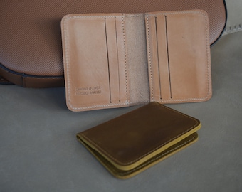 Portefeuille fin en cuir avec porte-cartes : design minimaliste fait main