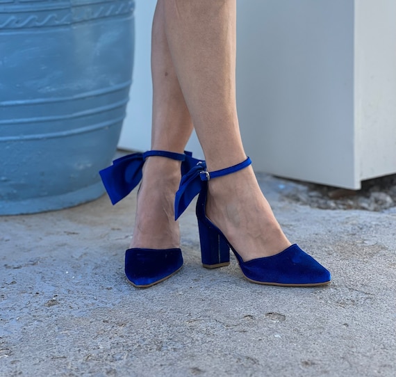 Navy blue clearance heels with bow