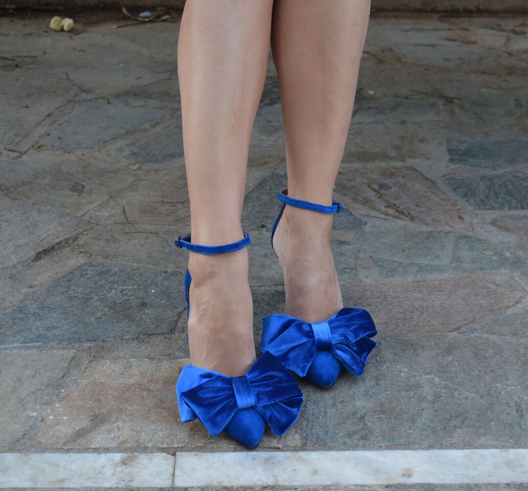 royal blue velvet heels