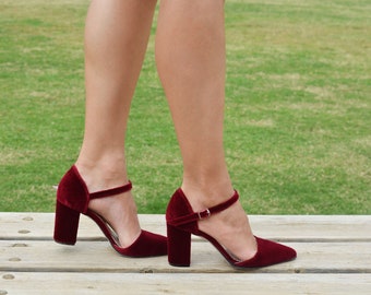 Red velvet sale shoes heels