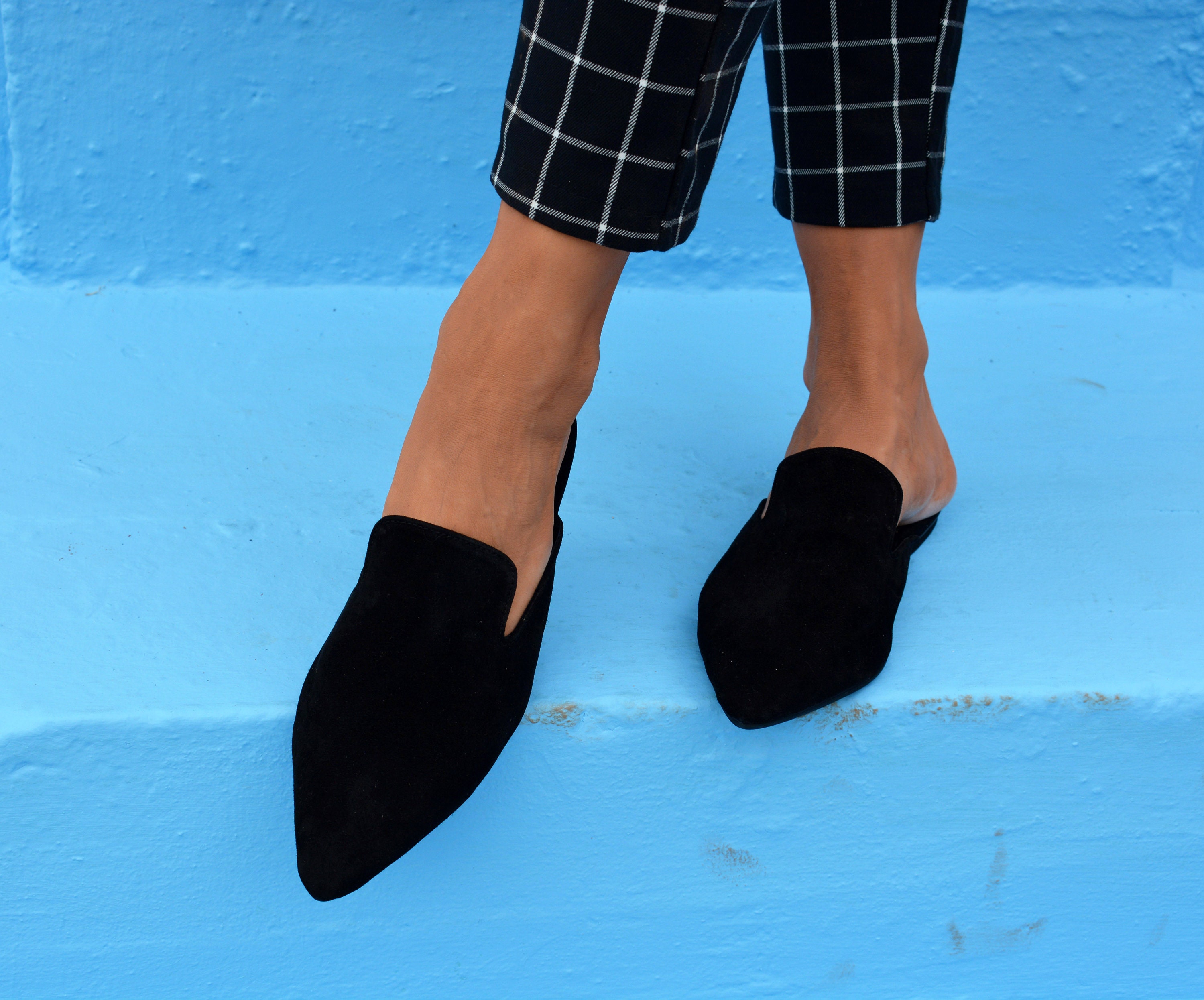 pointed toe mule flats