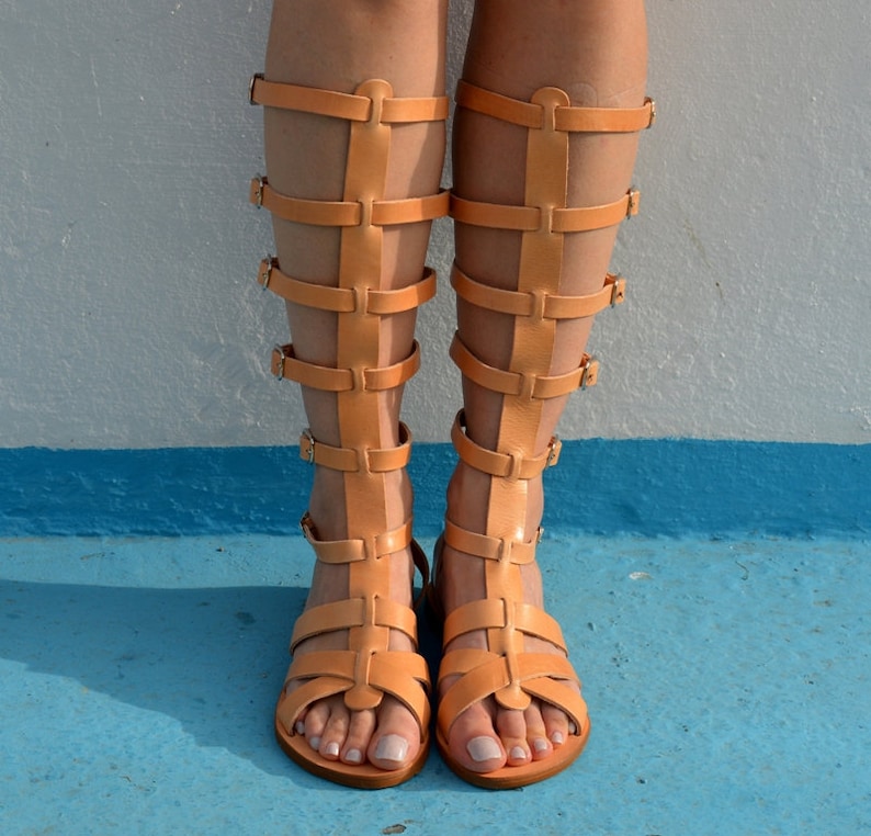 Spartan sandals /'/'Elektra/'/' Greek sandals Ancient Greek Sandals Knee High Gladiator Boots Leather Gladiator Sandals