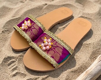 Ciabatte in pelle fatte a mano: sandali etnici boho greci