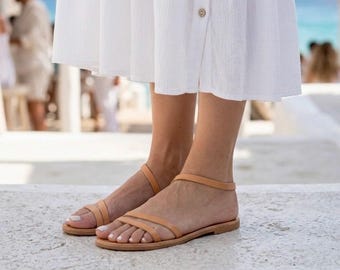 Handcrafted Greek Leather Sandals: 'Helios' Roman Style