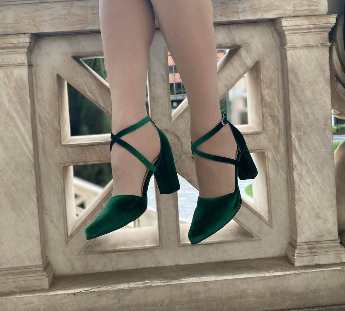 emerald green designer heels