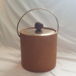 1970s Kraftware Gold and Vinyl Ice Bucket