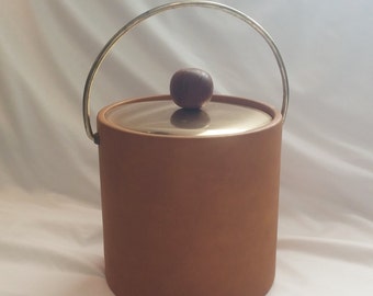 1970s Kraftware Gold and Vinyl Ice Bucket