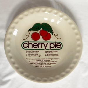1970s Country Harvest Ceramic Stoneware Cherry Pie Recipe Plate / Serving Dish