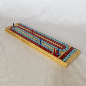 1983 Pressman Sure-Lane Continuous Track Wooden Cribbage Board Game