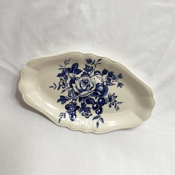 Vintage J & G Meakin English Staffordshire Blue China Butter Dish / Tray