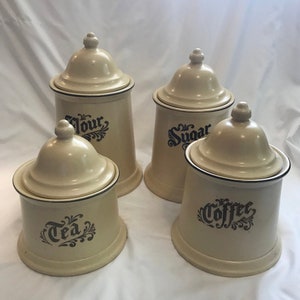 Mid Century 1960s Lidded Kitchen Canister / Jar Set of 4