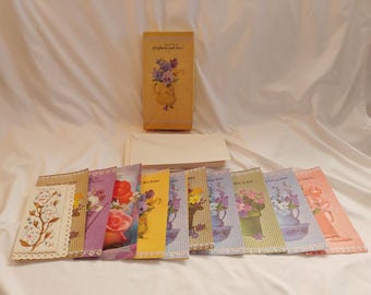 1960s Set of 12 Regent Line Gingham and Lace Get Well Cards