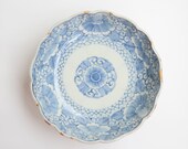 Kintsugi Pottery, Hand Painted Blue and White Bowl, Namasu Bowl, Sengaki, Imari