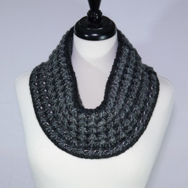 Crochet Shatter Cone Cowl - Black Neutrals (Black & Charcoal)