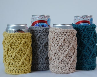 Crochet Can Holder (Beverage) Quartet - Pack of 4 - Works With Regular & Slim Cans!