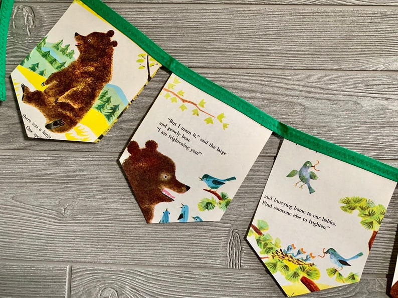 Bunting The Large and Growly Bear Little Golden Book Storybook Banner Garland