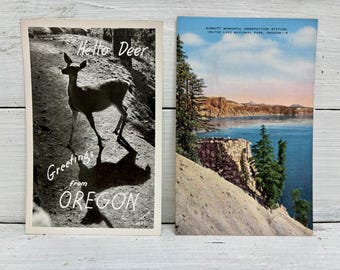 Set van 2 vintage ansichtkaarten van de staat Oregon.